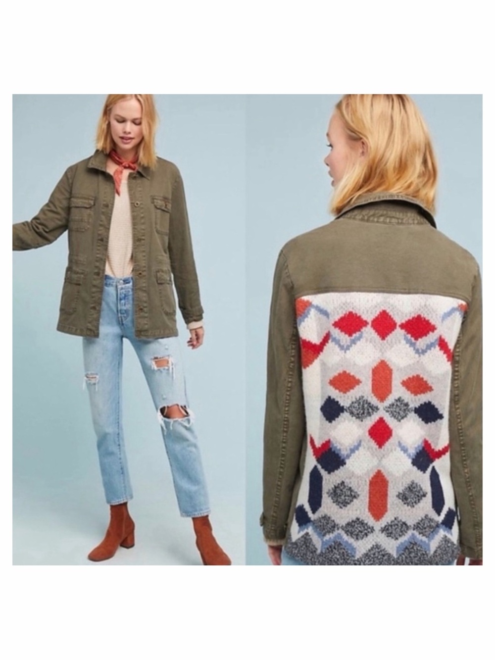 Anthropologie Arly Sweater-Back Anorak Jacket Sweater Size XS